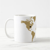 Mug Gold Foil World Map Custom Moveable Heart Location (Gauche)