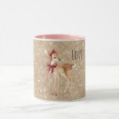 Mug Gold Glitter Deer Red Bows (Centre)
