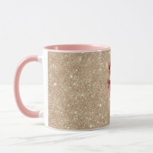 Mug Gold Glitter Deer Red Bows (Gauche)