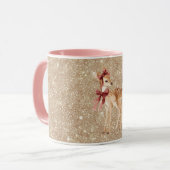 Mug Gold Glitter Deer Red Bows (Devant gauche)