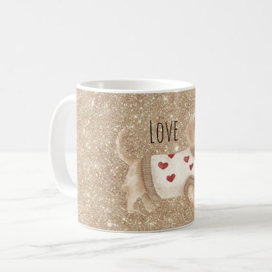 Mug Gold Glitter Dog Hearts Sweater (Devant gauche)
