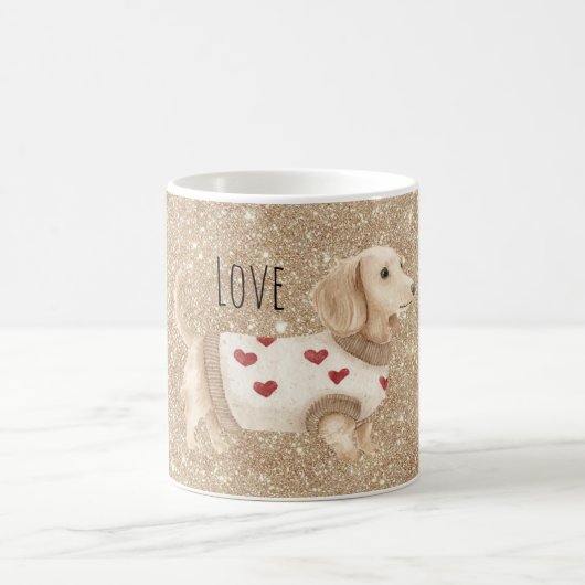 Mug Gold Glitter Dog Hearts Sweater (Centre)