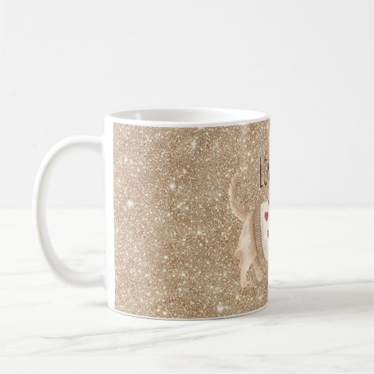 Mug Gold Glitter Dog Hearts Sweater (Gauche)