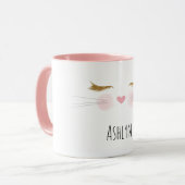 Mug Gold Glitter Eyelashes Pink Nose Kitty Cat Face (Devant gauche)
