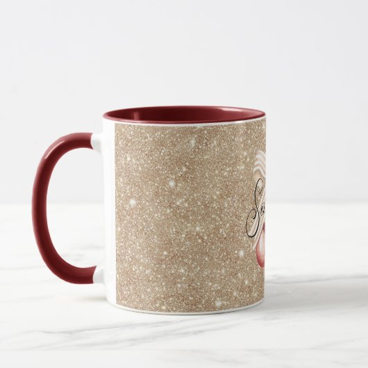 Mug Gold Glitter Red Cherries (Gauche)