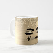 Mug Gold Glitter Sparkle Eyelashes Monogram (Devant gauche)
