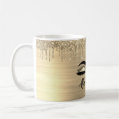 Mug Gold Glitter Sparkle Eyelashes Monogram (Gauche)