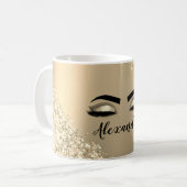 Mug Gold Glitter Sparkle Eyelashes Monogram (Devant gauche)