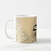 Mug Gold Glitter Sparkle Eyelashes Monogram (Gauche)