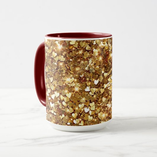 Mug Gold Glitzy Glam Sparkle Hearts (Devant gauche)