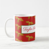 Mug Gold Holly sur Red Personnalisable (Gauche)