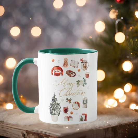Mug Gold Joyeux Noël Salutation Cosy Hiver Collage
