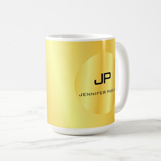 Mug Gold Look Monogramme Modèle Élégant (Devant droit)