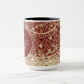 Mug Gold Lotus Mandala avec Gold Stars Monogram sur Re (Centre)