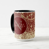 Mug Gold Lotus Mandala avec Gold Stars Monogram sur Re (Devant gauche)