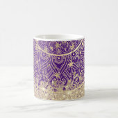 Mug Gold Lotus Mandala avec Gold Stars sur violet (Centre)