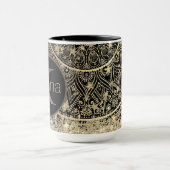 Mug Gold Lotus Mandala Glittery Stars Monogramme (Centre)