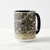 Mug Gold Lotus Mandala Gold Stars Parties scintillant  (Devant droit)