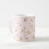 Mug Gold Love Blush Pink Rose Floral (Devant gauche)