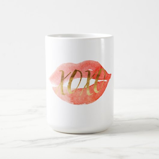 Mug Gold Love XOXO Aquarelle Lips (Centre)