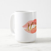 Mug Gold Love XOXO Aquarelle Lips (Devant gauche)