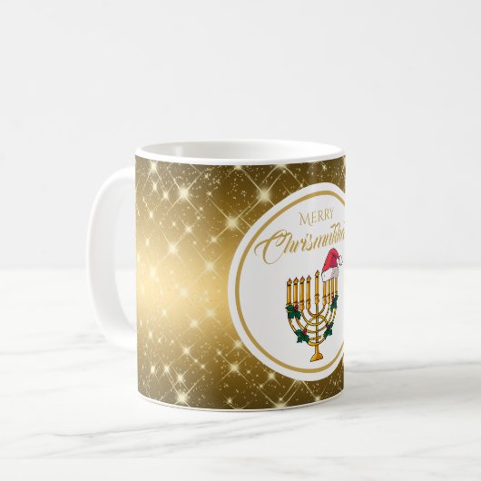 Mug Gold Menorah Merry Chrismukkah Hanoukka (Devant gauche)