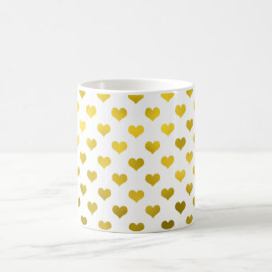 Mug Gold Metallic Faux Foil Hearts Polka Dot Heart