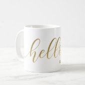Mug Gold moderne "Hello" Nom Coupe personnalisée/ (Devant gauche)