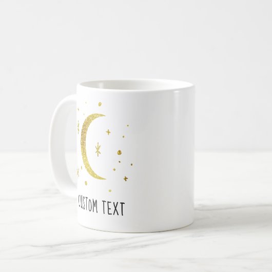 Mug Gold Moon & Stars Custom Text Celestial (Devant gauche)