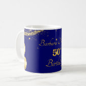 Mug Gold & Navy 50th Birthday Party Invitation (Devant gauche)
