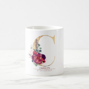 Mug Gold Parties scintillant C Monogramme Floral Bourg