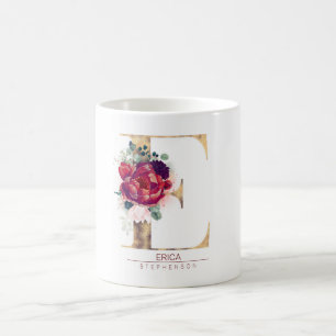 Mug Gold Parties scintillant E Monogramme Floral Bourg