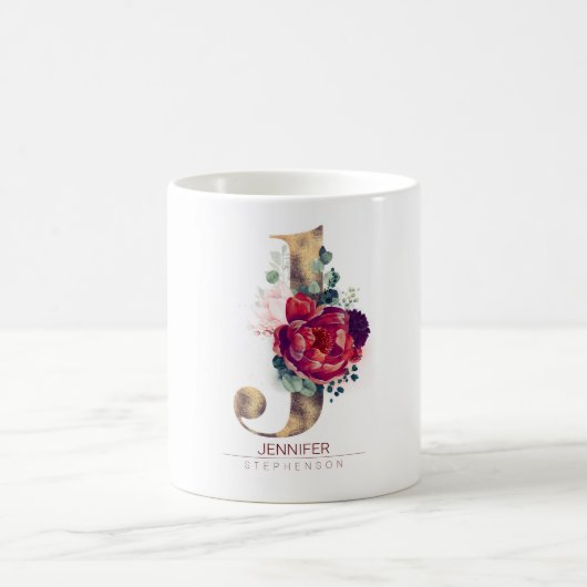 Mug Gold Parties scintillant J Monogramme Floral Bourg (Centre)