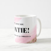 Mug Gold Pink Gift for Auntie with  Names  (Devant droit)