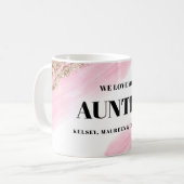 Mug Gold Pink Gift for Auntie with  Names  (Devant gauche)