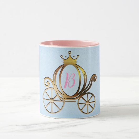Mug Gold Princess Carriage Blue Storybook (Centre)