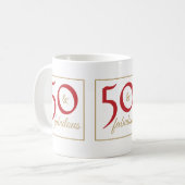 Mug Gold Red 50 & Fabuleux anniversaire (Devant gauche)