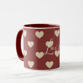 Mug Gold Red Cream Glitter Hearts Valentine's Day (Devant gauche)
