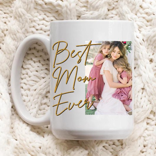 Mug Gold Script Meilleure maman Jamais Photo Anniversa