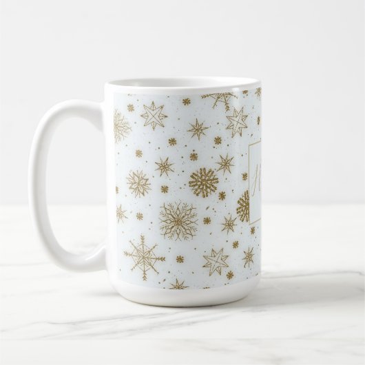 Mug Gold Snowflakes Design blanc (Gauche)