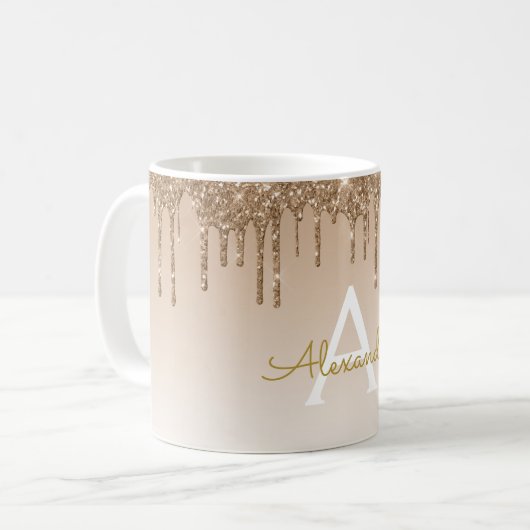 Mug Gold Sparkle Parties scintillant Luxe Monogramme N (Devant gauche)