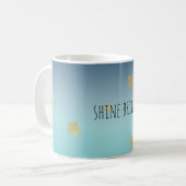 Mug Gold Stars Aqua Blue Ombre devis personnalisé (Devant gauche)