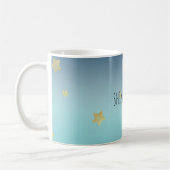 Mug Gold Stars Aqua Blue Ombre devis personnalisé (Gauche)