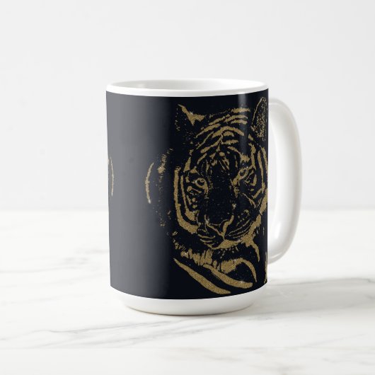Mug Gold Tiger noir Design (Devant droit)