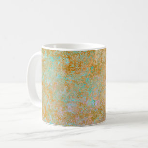 Mug Gold & Turquoise Blue Patina Encre d'alcool Abstra