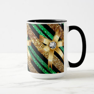 Mug Gold Vert & Black Faux Parties scintillant Gold Di