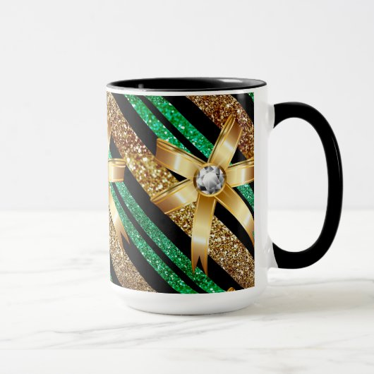 Mug Gold Vert & Black Faux Parties scintillant Gold Di (Droite)