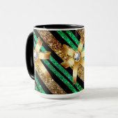Mug Gold Vert & Black Faux Parties scintillant Gold Di (Devant gauche)