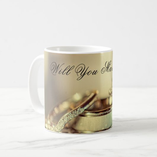 Mug Gold Will You Marry Me Proposition Script Élégant (Devant gauche)