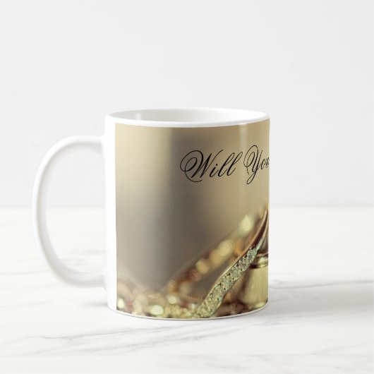 Mug Gold Will You Marry Me Proposition Script Élégant (Gauche)